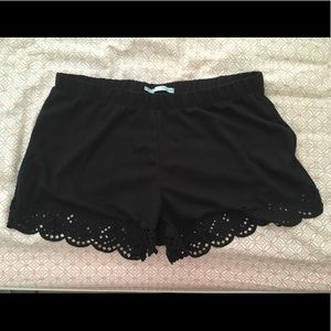 Black Suede Laser-Cut shorts